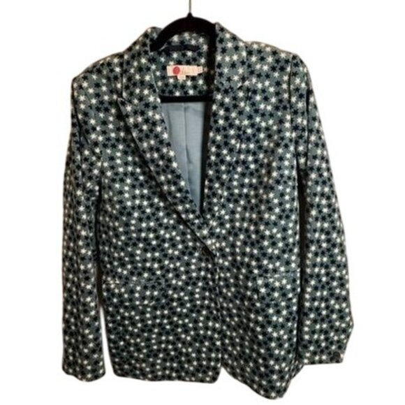 Boden Womens‎ Star Print Corduroy Blazer UK 12R US 8R Blue Celestial Workwear - Picture 1 of 5